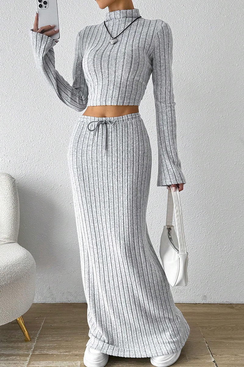 Knit Long Sleeve and Skirt Set