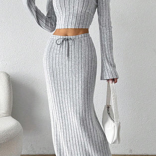 Knit Long Sleeve and Skirt Set