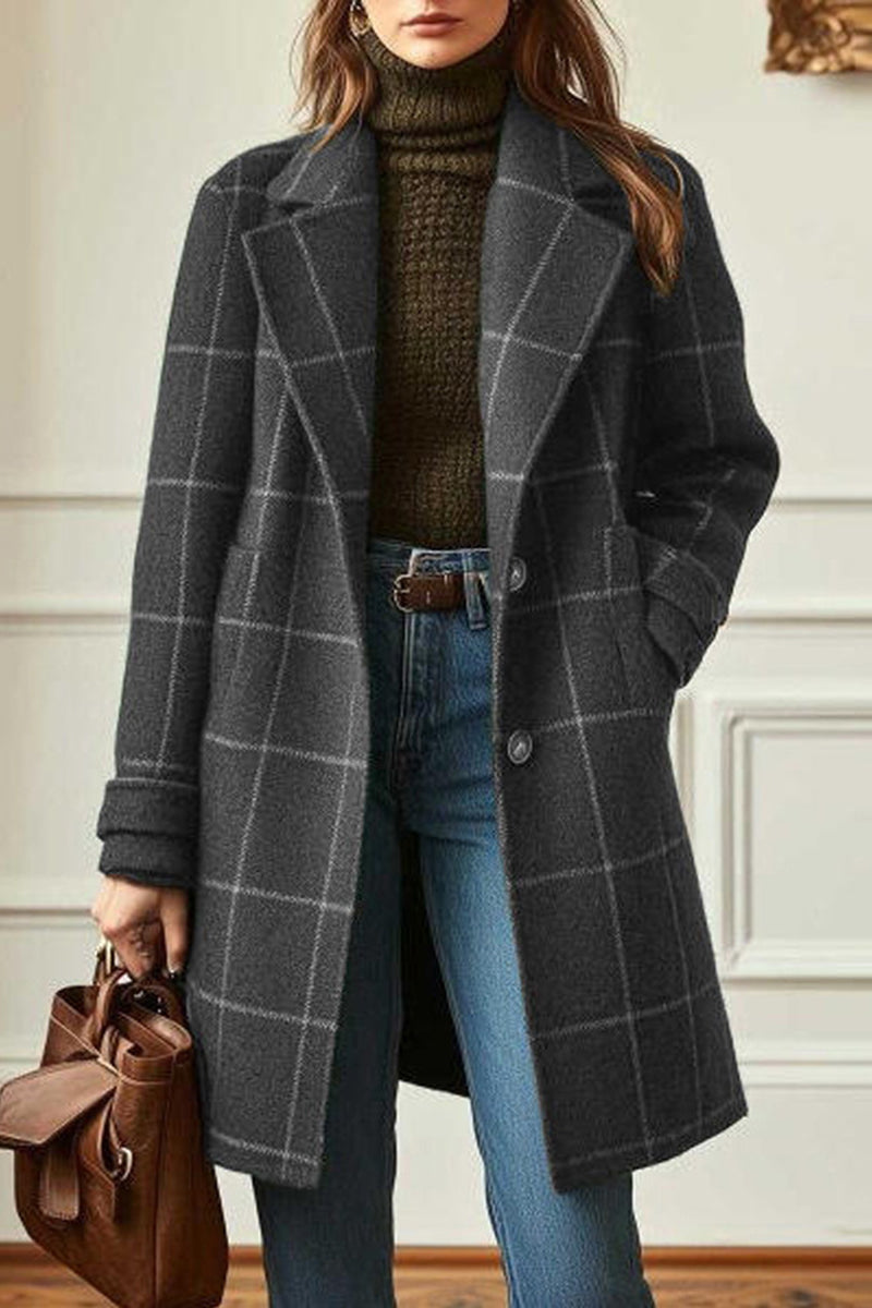 Elegant Checkered Long Coat