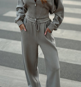 Stylish Zip-Up Hoodie and Pants Set