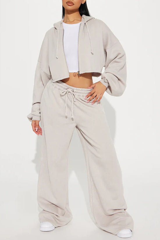 Sporty Zip Hoodie and Jogger Set