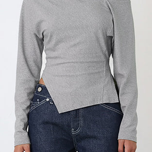 Asymmetric Long Sleeve Bodycon Top