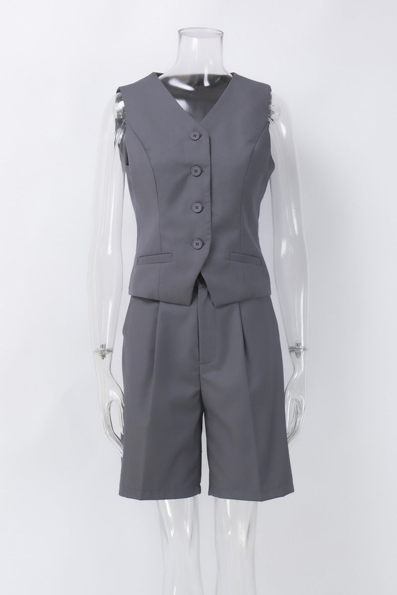 Sleeveless Vest and Short Suit Set