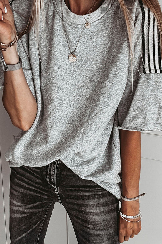 Striped Sleeve Relaxed Fit T-Shirt