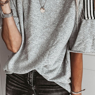 Striped Sleeve Relaxed Fit T-Shirt
