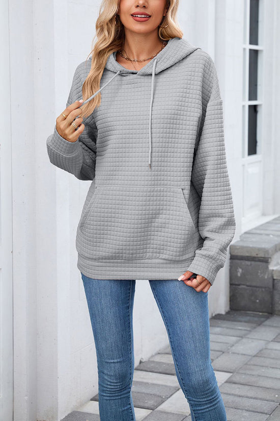 Textured Casual Hoodie with Pocket