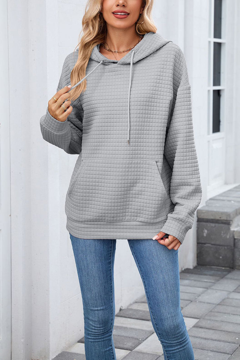 Textured Casual Hoodie with Pocket