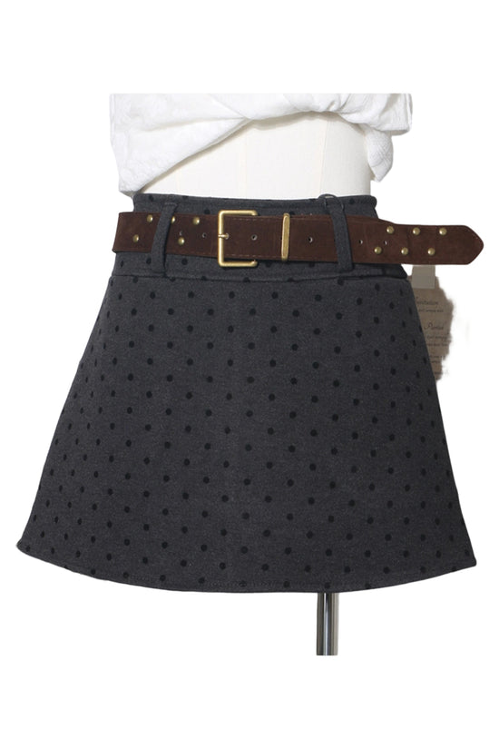 Polka Dot Mini Skirt with Belt