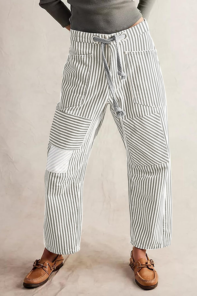 Striped Pattern Casual Loose Fit Pants