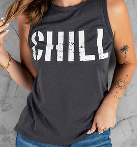 CHILL Graphic Print Tank Top