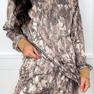 Camouflage Long Sleeve Shorts Set