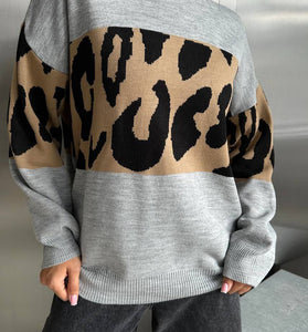 Animal Print Colorblock Sweatshirt
