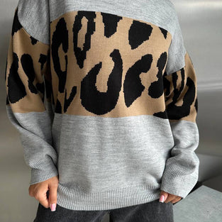 Animal Print Colorblock Sweatshirt