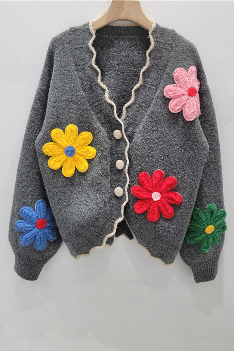 Floral Detail Buttoned Cardigan