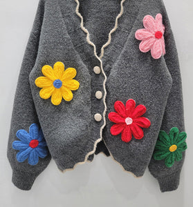 Floral Detail Buttoned Cardigan