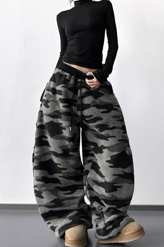 Wide-Leg Camouflage Casual Pants