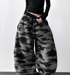 Wide-Leg Camouflage Casual Pants