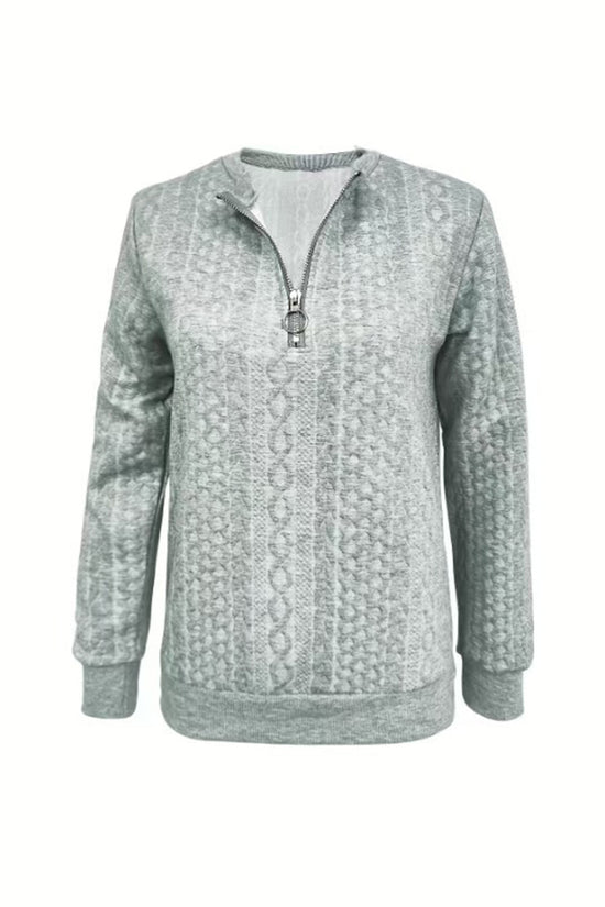 Chic Textured Zip Sweatshirt