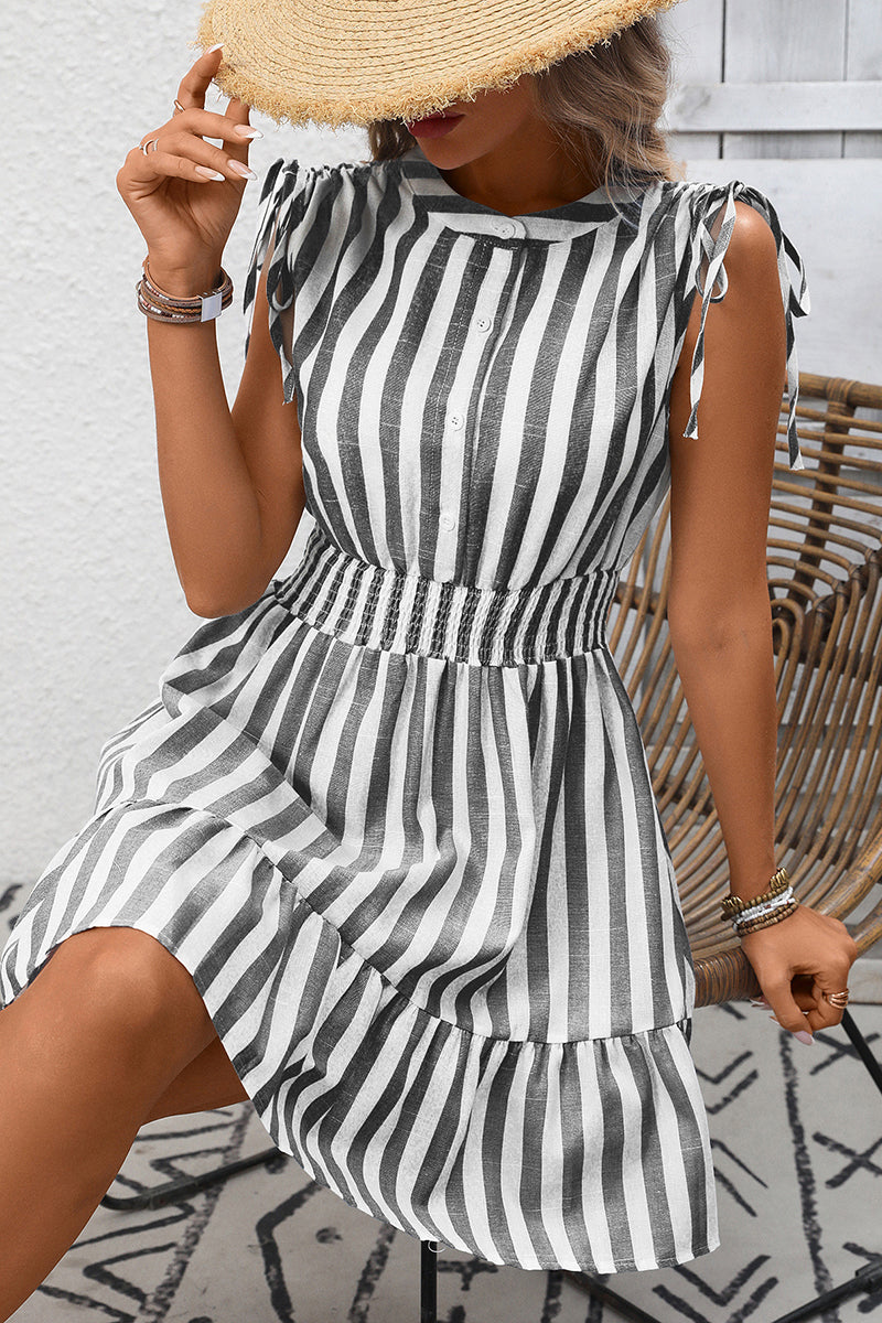 Striped Sleeveless Casual A-Line Dress