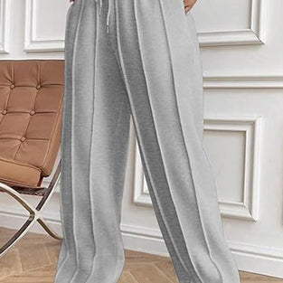 Elegant Drawstring Casual Wide-Leg Pants