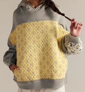Patchwork Floral Hooded Sweatshirt