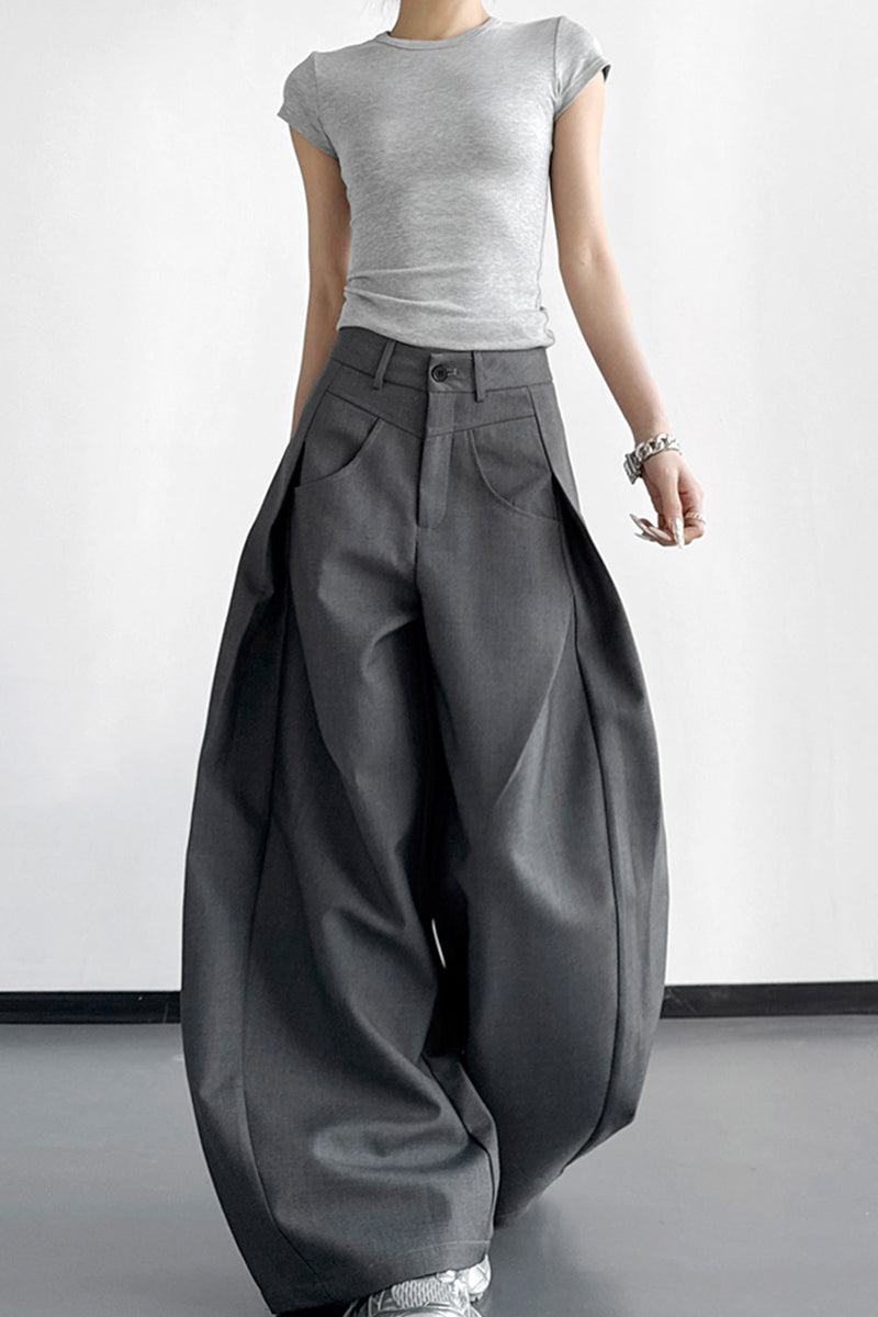Wide-Leg Statement Casual Pants