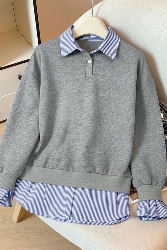 Chic Layered Sweatshirt with Striped Details