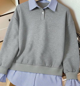 Chic Layered Sweatshirt with Striped Details