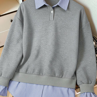 Chic Layered Sweatshirt with Striped Details
