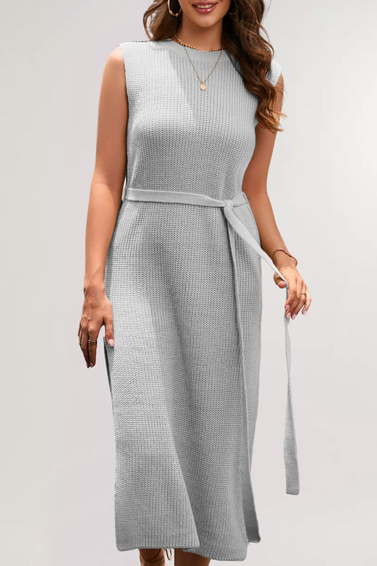 Sleeveless Knit Tie-Waist Casual Dress