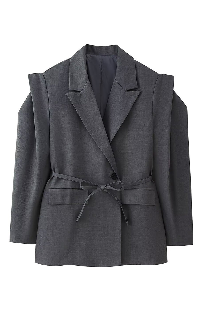 Elegant Belted Blazer Jacket