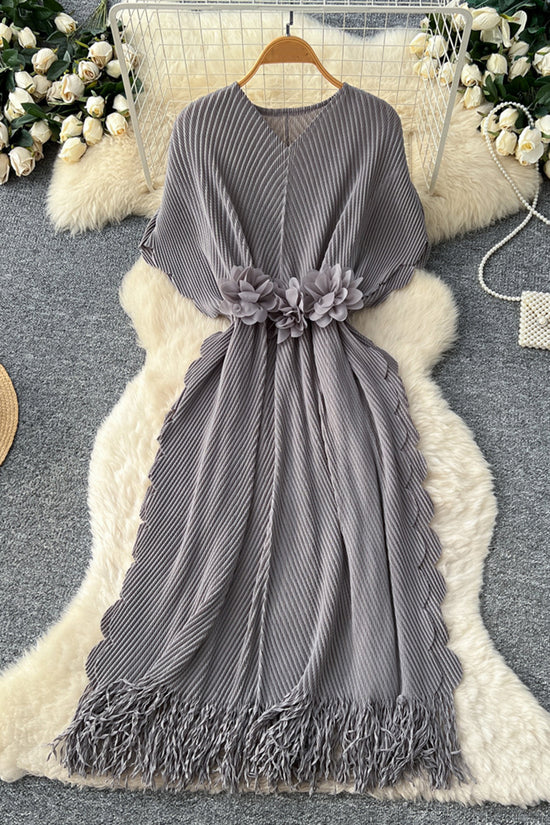 Floral Embellished Fringe Casual Dress