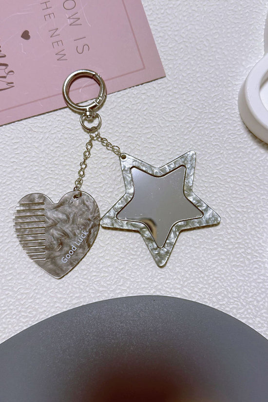 Star and Heart Mirror Keychain