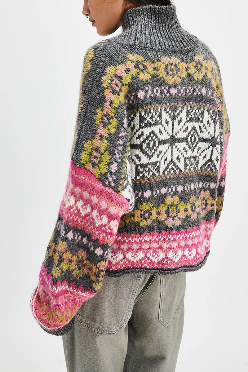 Vintage Pattern Knit Cardigan