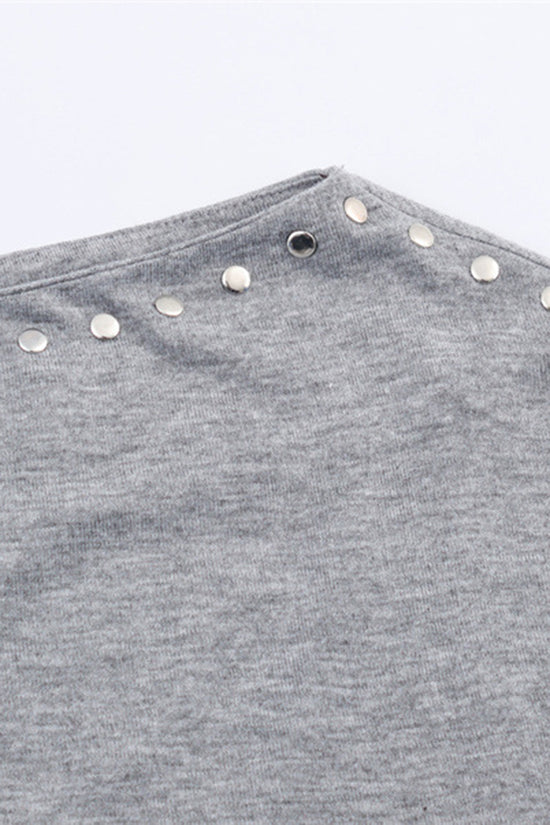 Studded Long Sleeve Off Shoulder Top