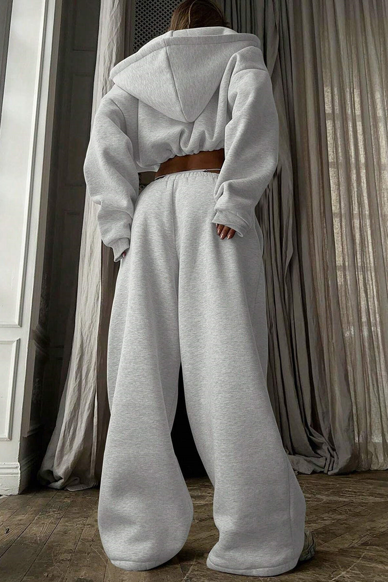 Cozy Cropped Hoodie and Sweatpants Set