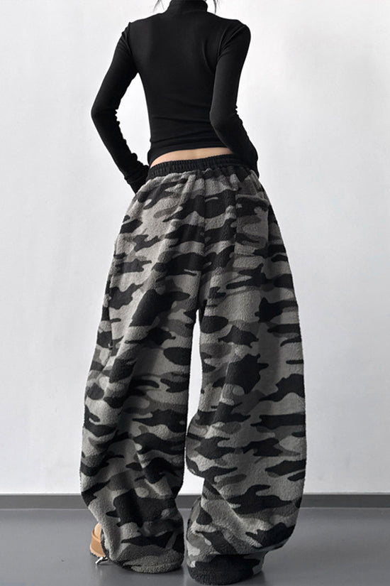 Wide-Leg Camouflage Casual Pants
