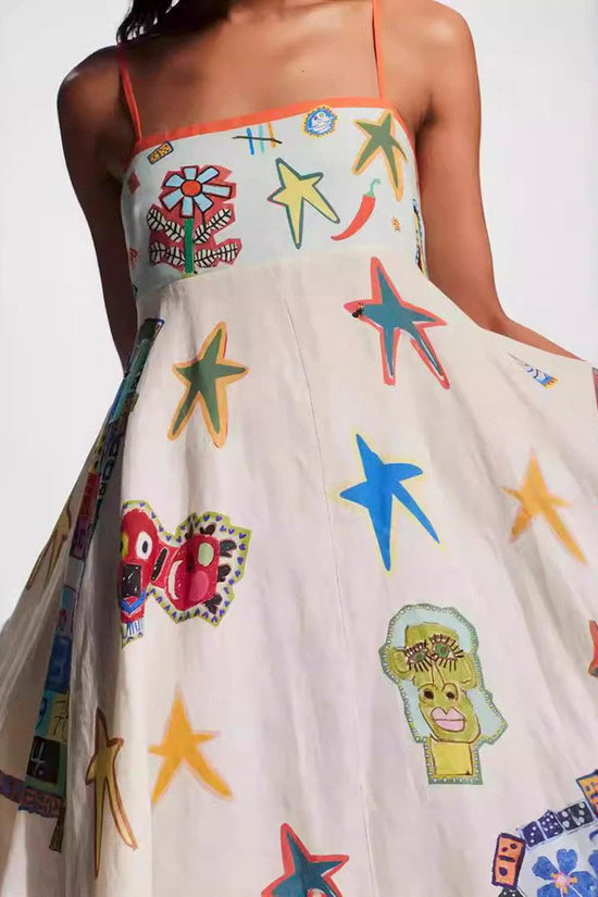 Graphic Print Sleeveless Maxi Dress