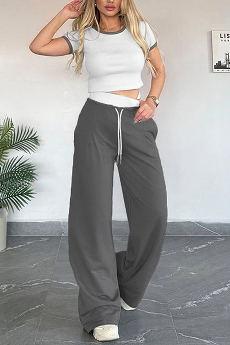 Chic Crop Top and Wide Leg Pants Set