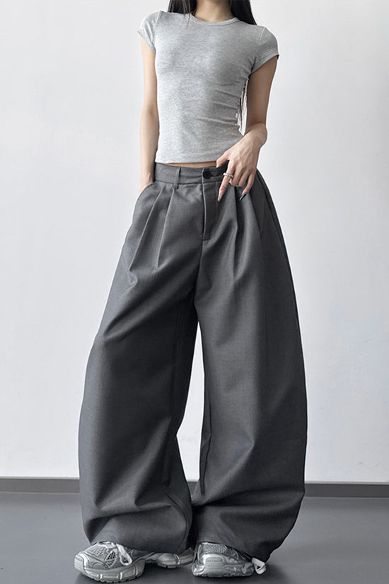 Wide-Leg Flowing Casual Pants