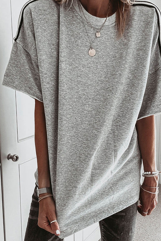 Striped Sleeve Relaxed Fit T-Shirt
