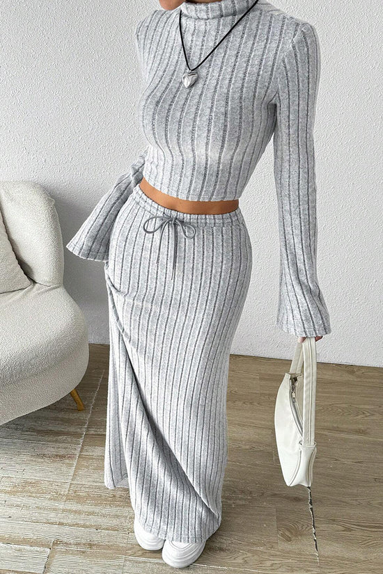 Knit Long Sleeve and Skirt Set