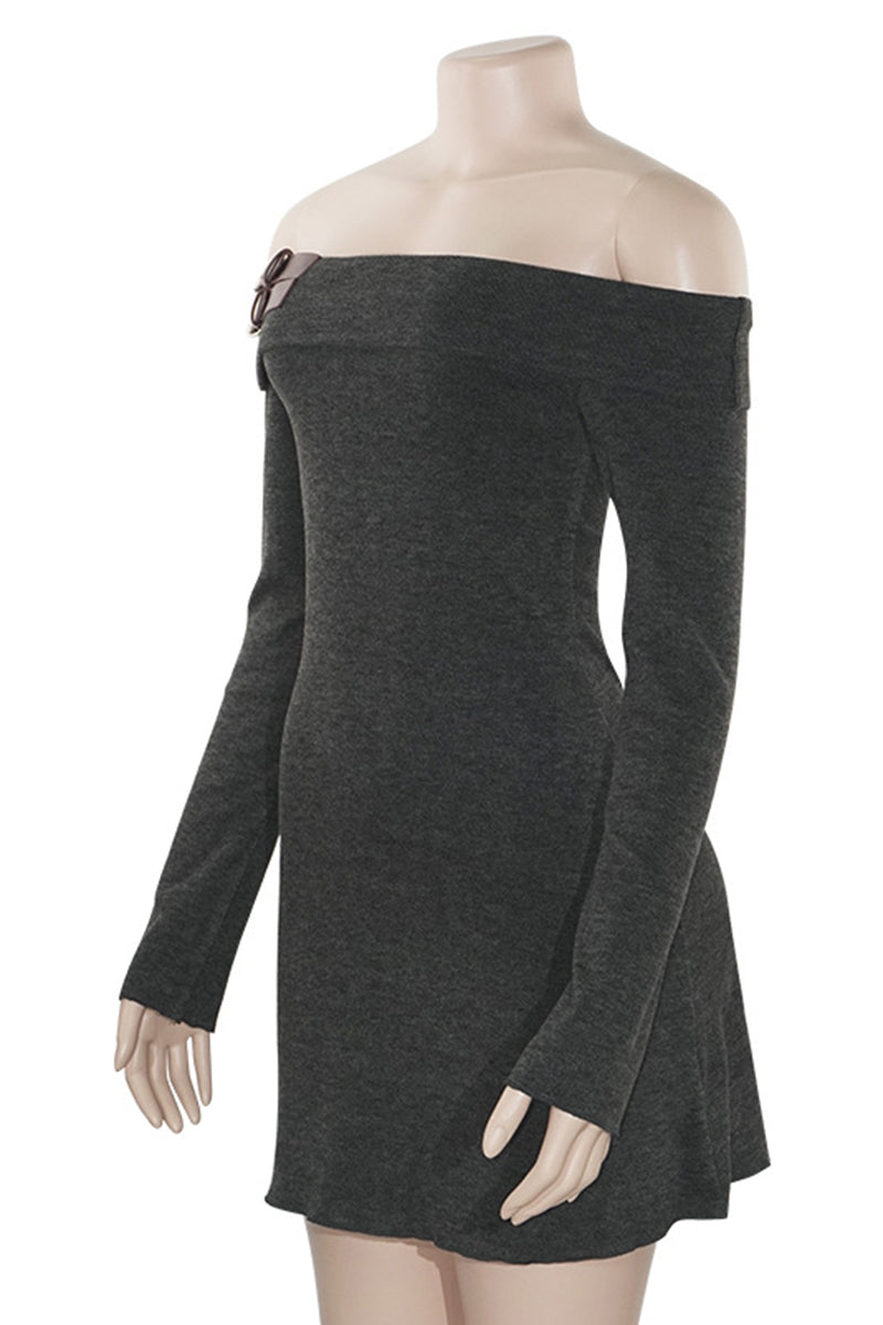 Off-Shoulder Knit Casual Dress