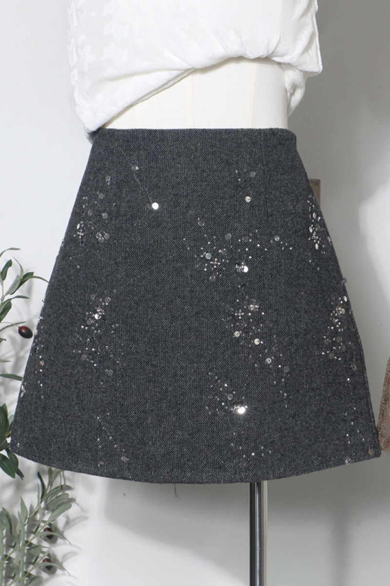 Sparkling Sequin Embellished Mini Skirt