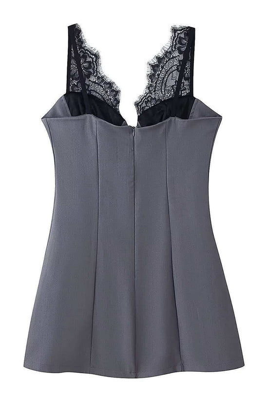 Sleeveless Lace Trim Bodycon Casual Dress
