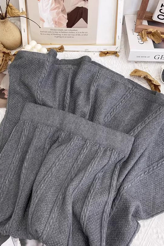 Cable Knit High-Waist Midi Skirt