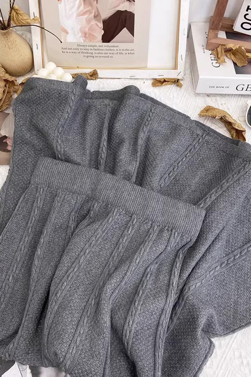 Cable Knit High-Waist Midi Skirt