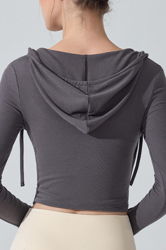 Stylish Wrap Hoodie Long Sleeve Top