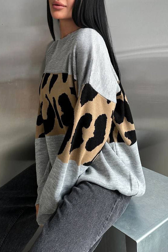 Animal Print Colorblock Sweatshirt