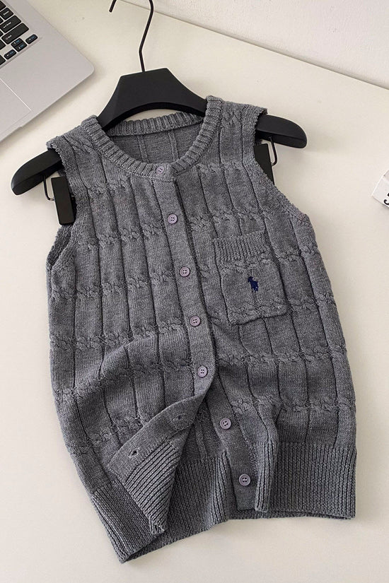 Classic Sleeveless Button-Up Sweater Vest